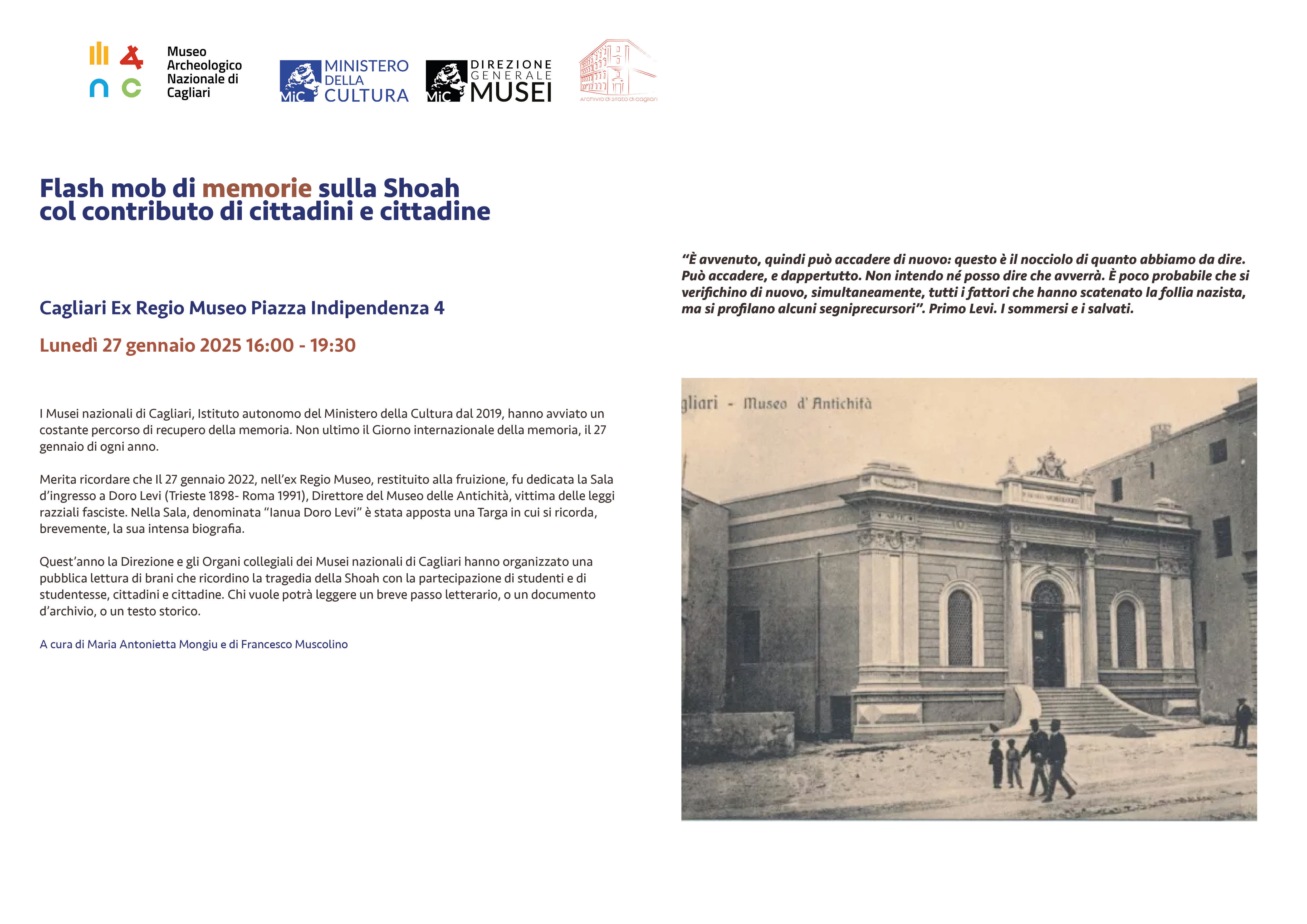 Flash mob di memorie sulla Shoah col contributo di cittadini e cittadine